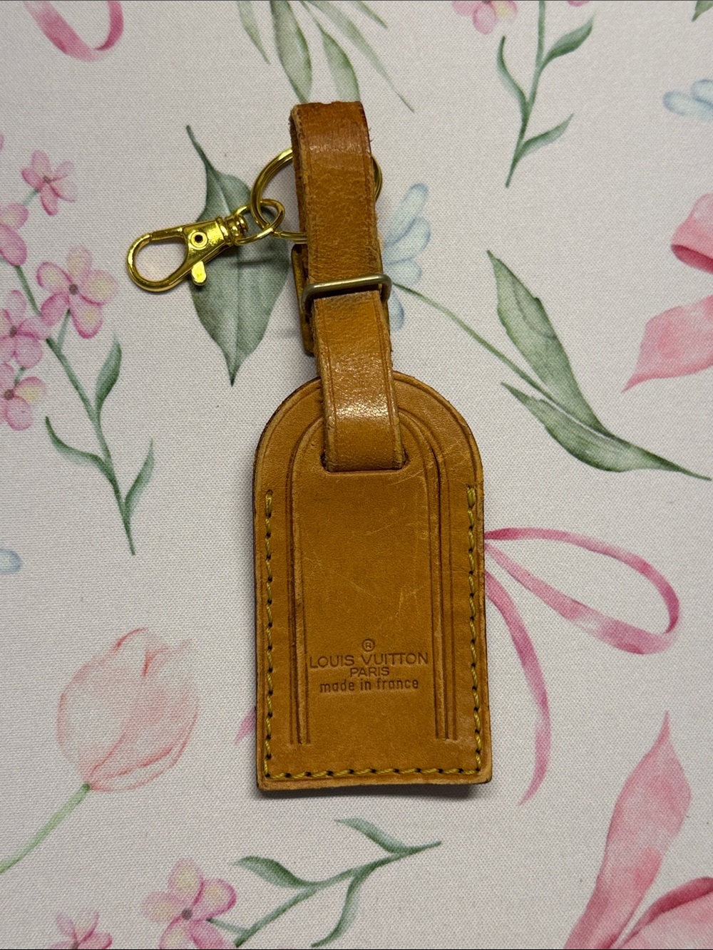 Louis Vuitton Tan Leather Luggage Tag